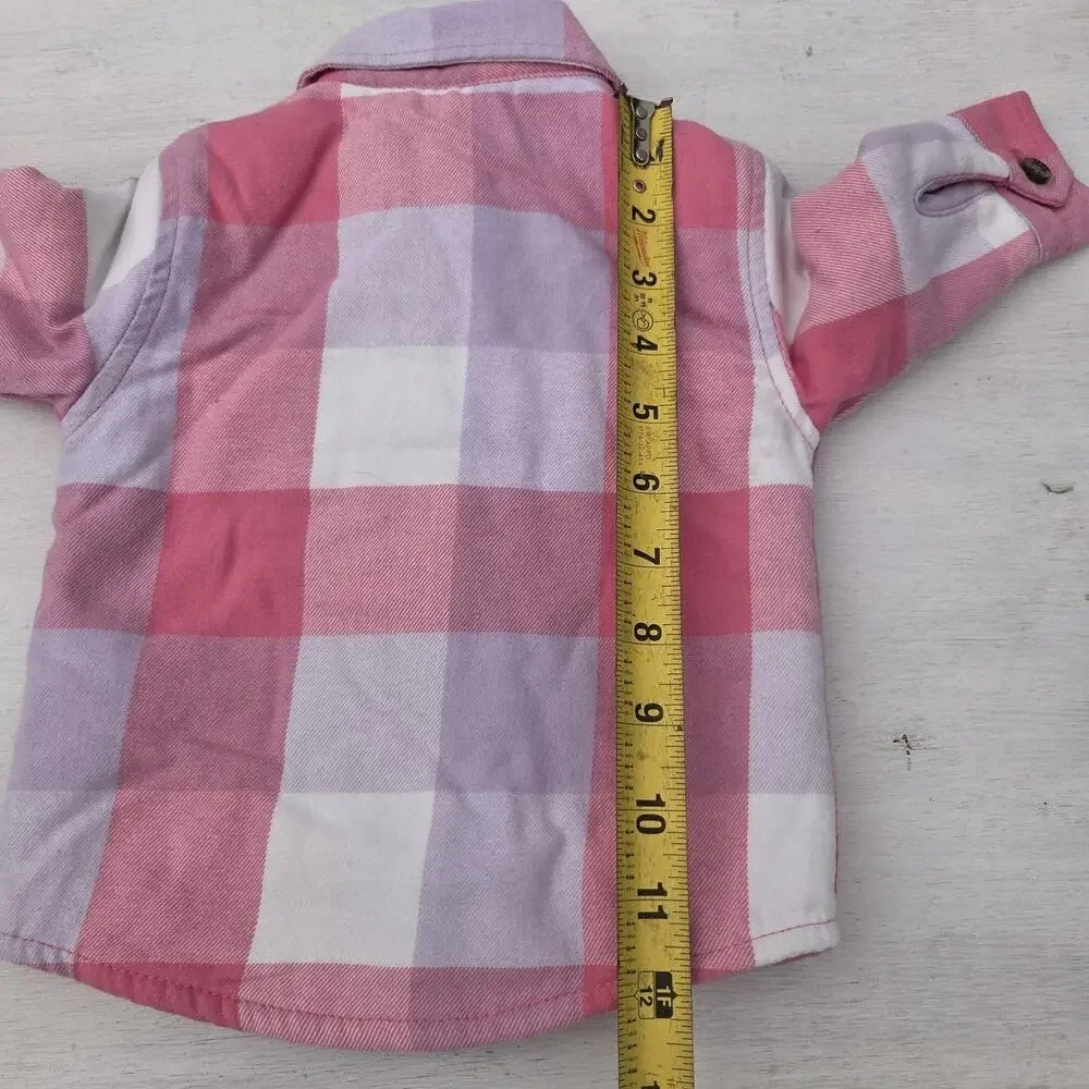 Bass Pro Shops Plaid Shirt Jacket 3-6M Pink Purple White Lined Insulated
